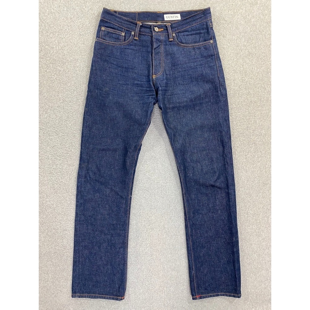Gustin Jeans Mens 33x34 Blue Selvedge Skinny Fit California Denim Button Fly USA